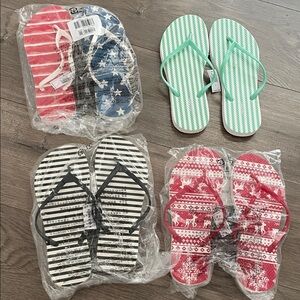 Old Navy Green and White Striped Flip Flops bundle size 8